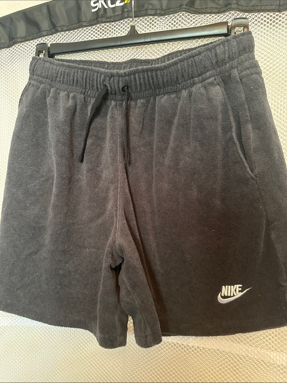 Nike Charcoal Terry Fleece Athletic Shorts with White Logo
